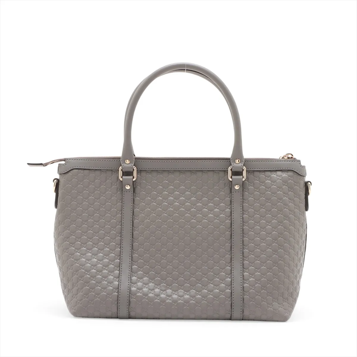 Microguccissima Leather 2-Way Handbag, Gray, 449656 (Outlet) — view 2