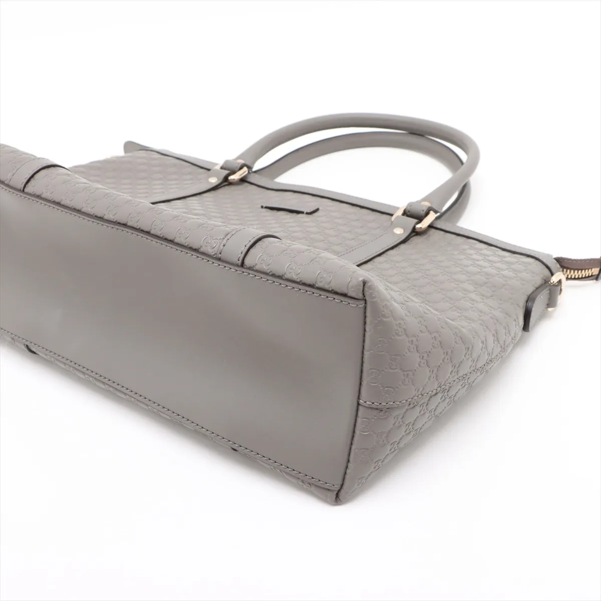 Microguccissima Leather 2-Way Handbag, Gray, 449656 (Outlet) — view 3