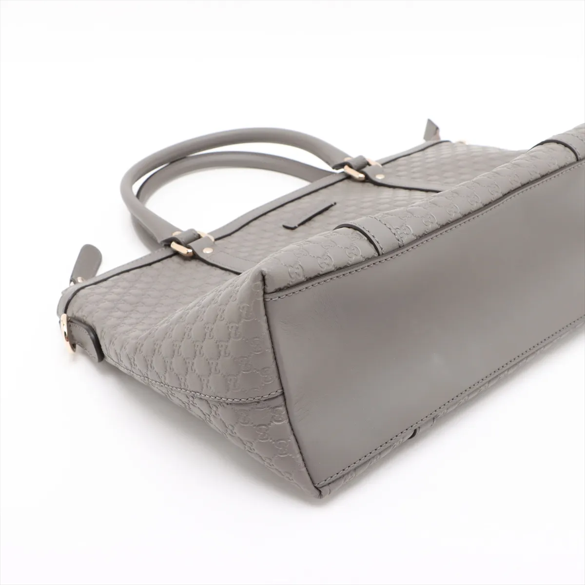Microguccissima Leather 2-Way Handbag, Gray, 449656 (Outlet) — view 4
