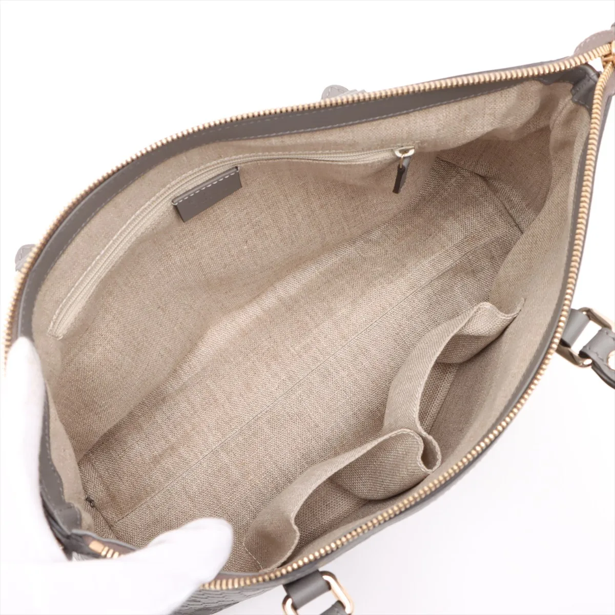 Microguccissima Leather 2-Way Handbag, Gray, 449656 (Outlet) — view 8