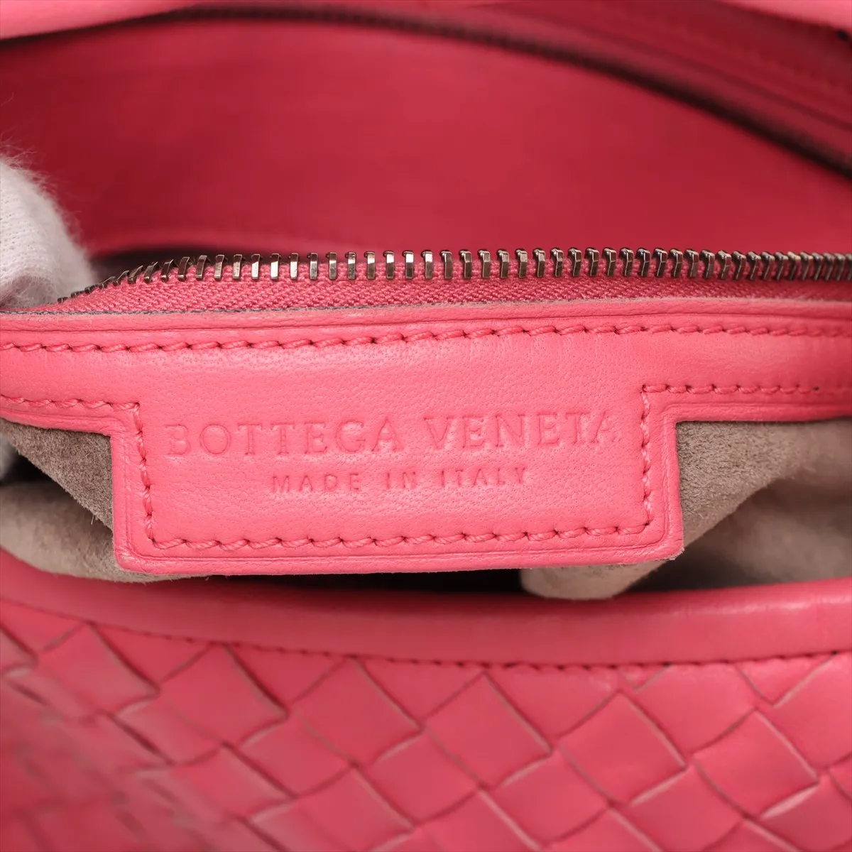 Intrecciato Hobo Leather Shoulder Bag Pink 232499 with Mirror — view 9