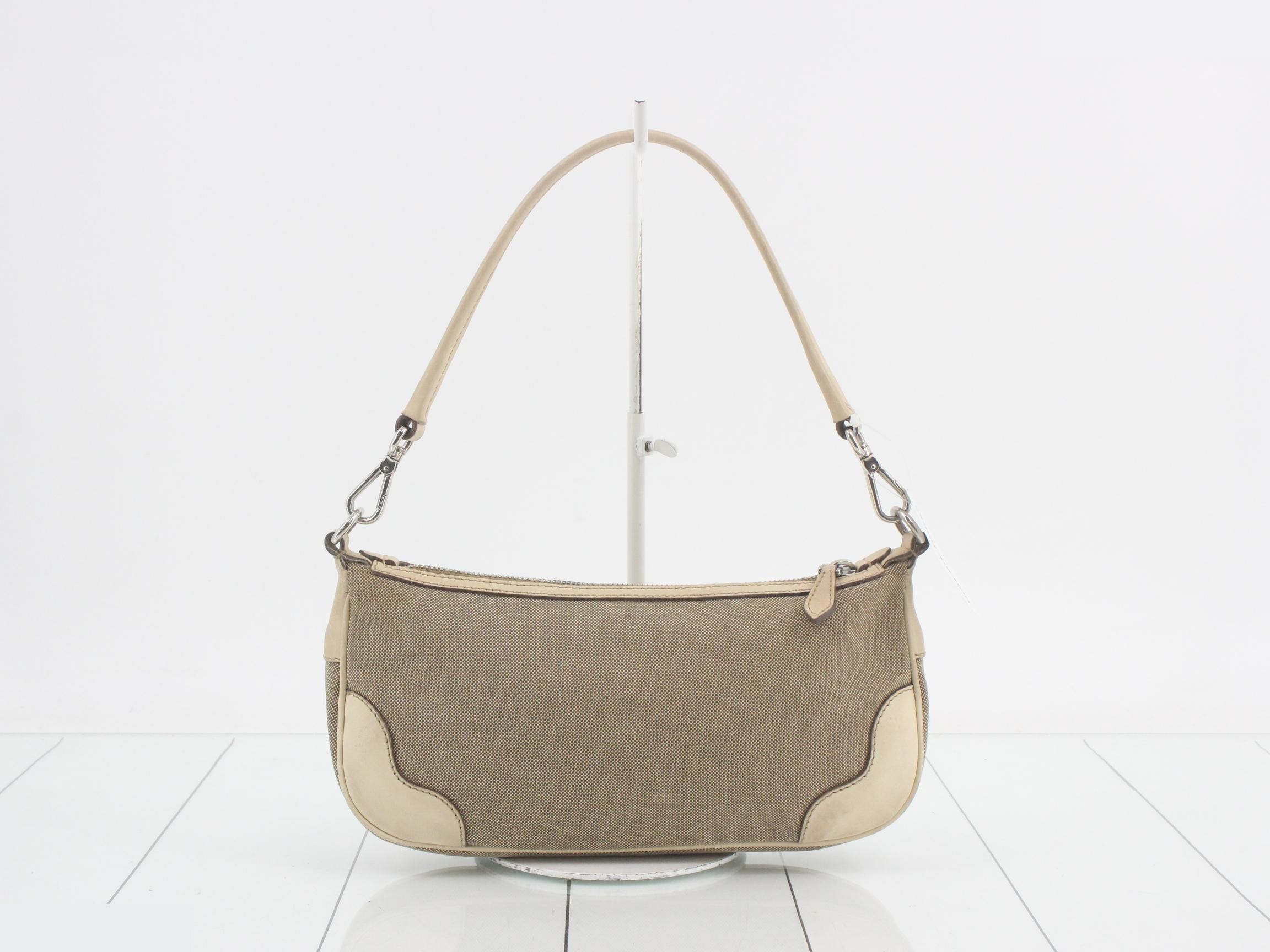 Logo jacquard leather canvas one-shoulder bag — view 2