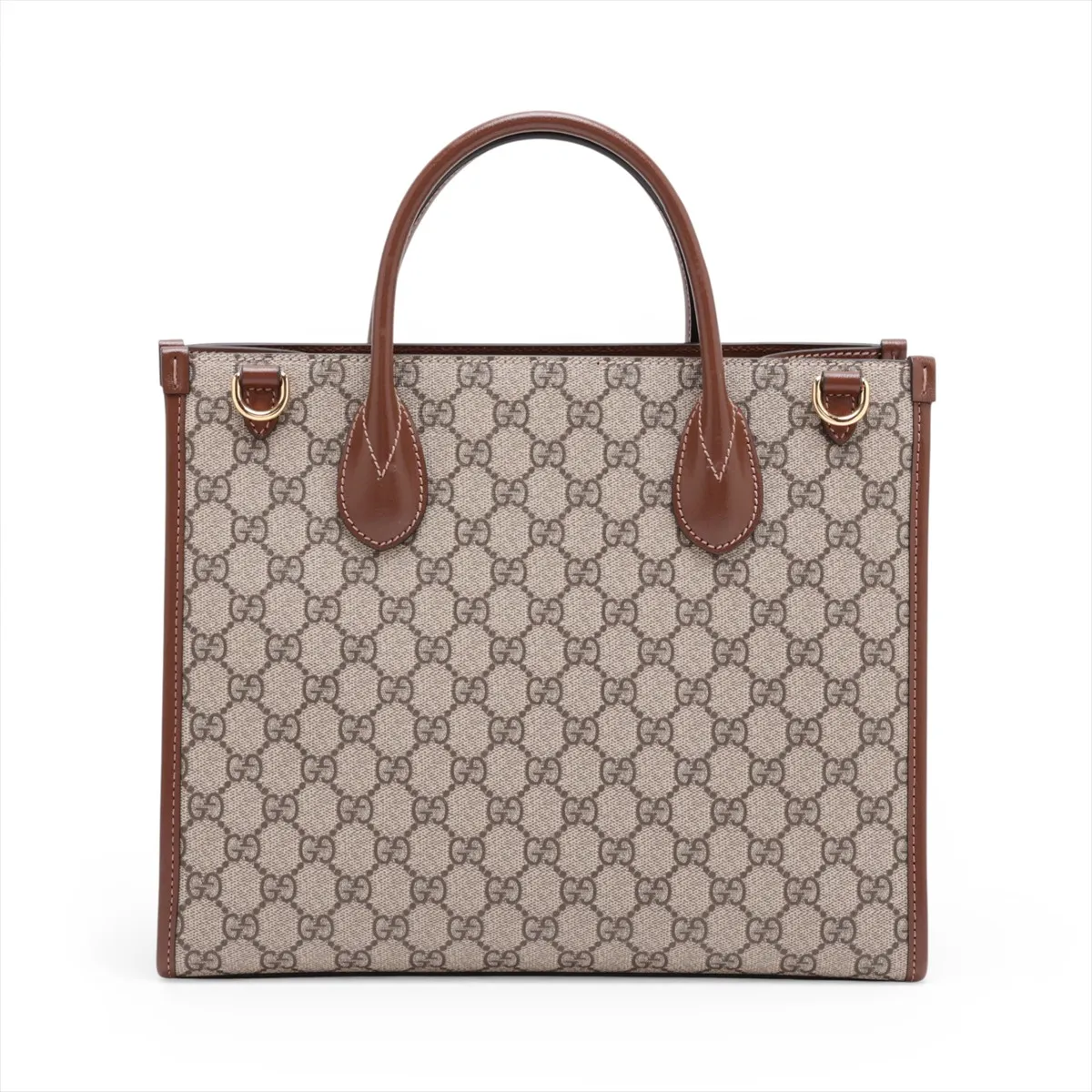 GG Supreme PVC x Leather 2-Way Handbag, Beige x Brown, 659983 — view 2