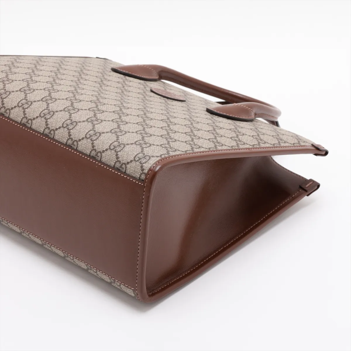 GG Supreme PVC x Leather 2-Way Handbag, Beige x Brown, 659983 — view 3
