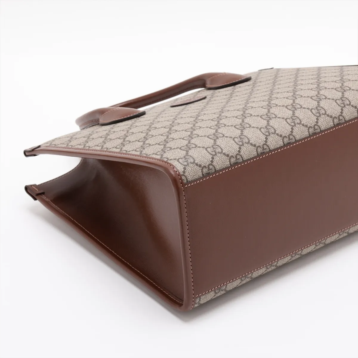 GG Supreme PVC x Leather 2-Way Handbag, Beige x Brown, 659983 — view 4