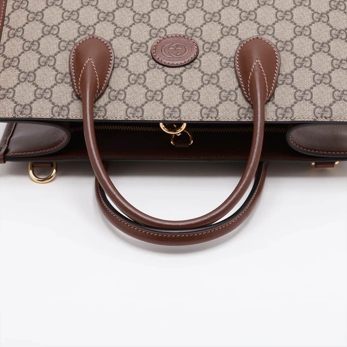 GG Supreme PVC x Leather 2-Way Handbag, Beige x Brown, 659983 — view 5
