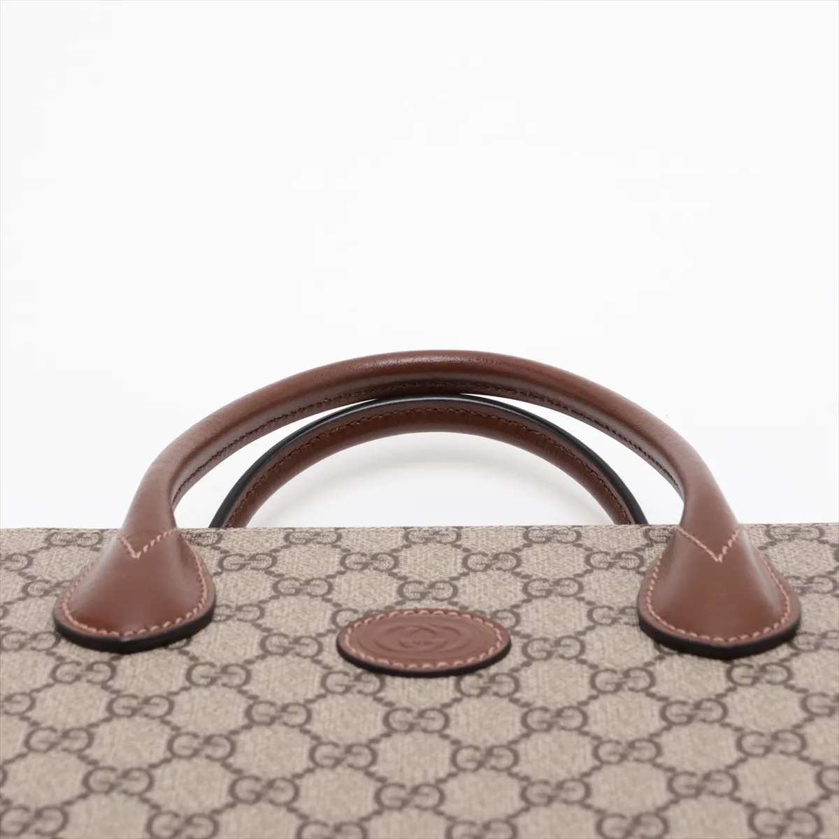 GG Supreme PVC x Leather 2-Way Handbag, Beige x Brown, 659983 — view 6