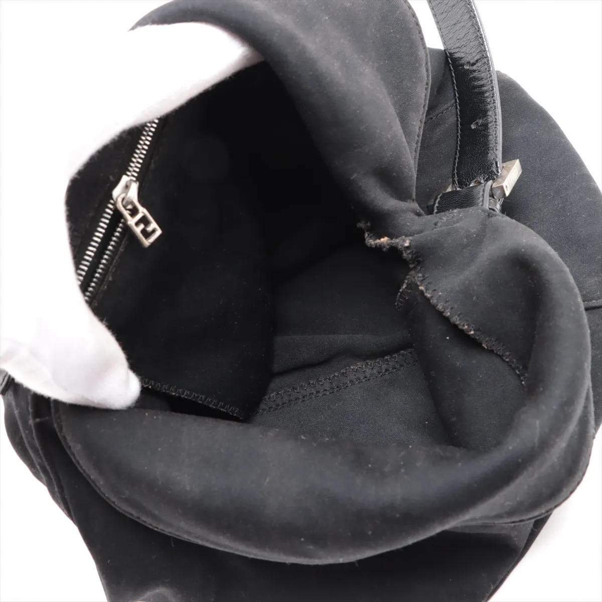 cotton jersey x leather shoulder bag black 26426 — view 7