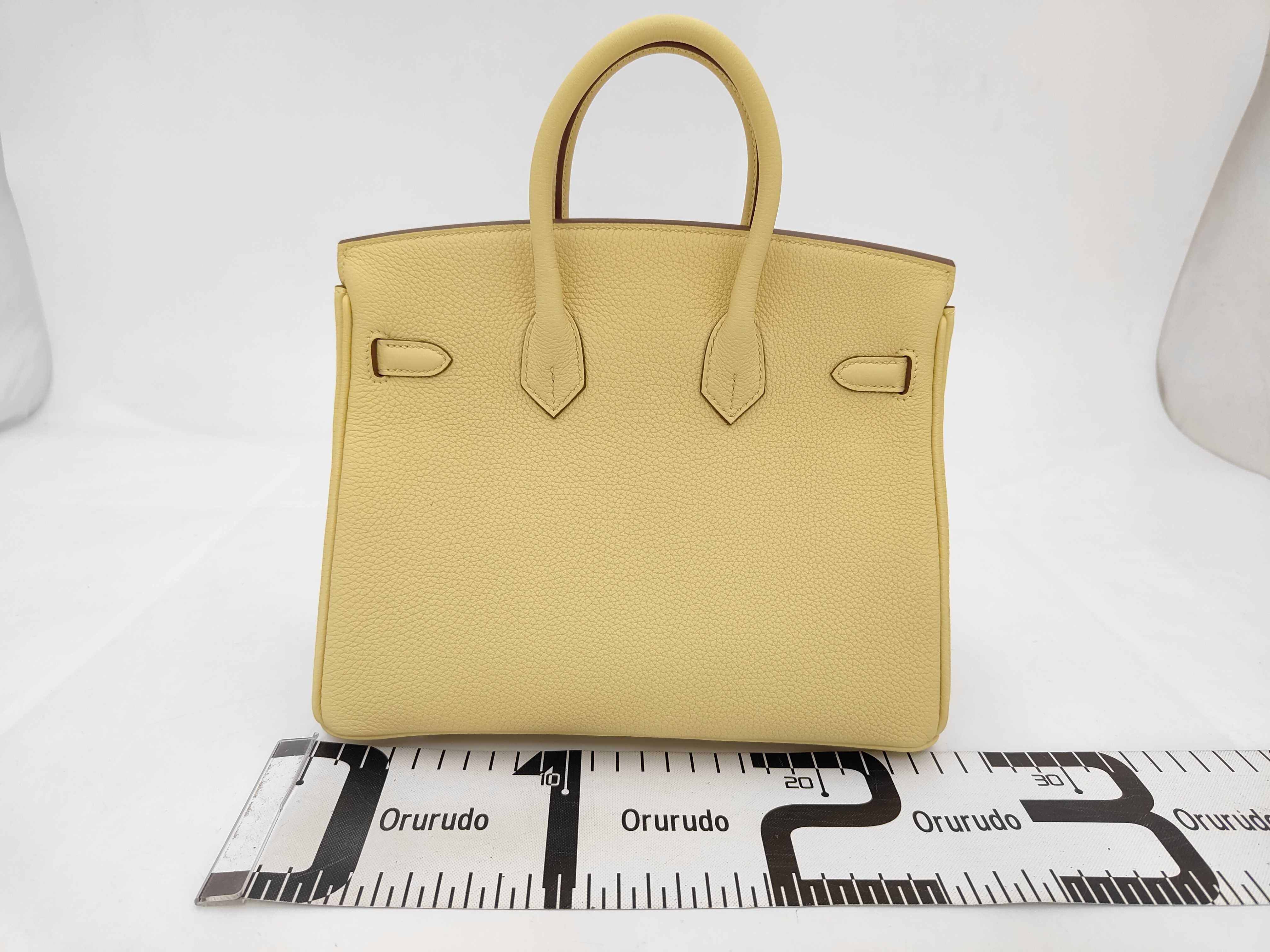 Birkin 25 Jaune Poussin, W stamp, silver hardware, unused handbag — view 2