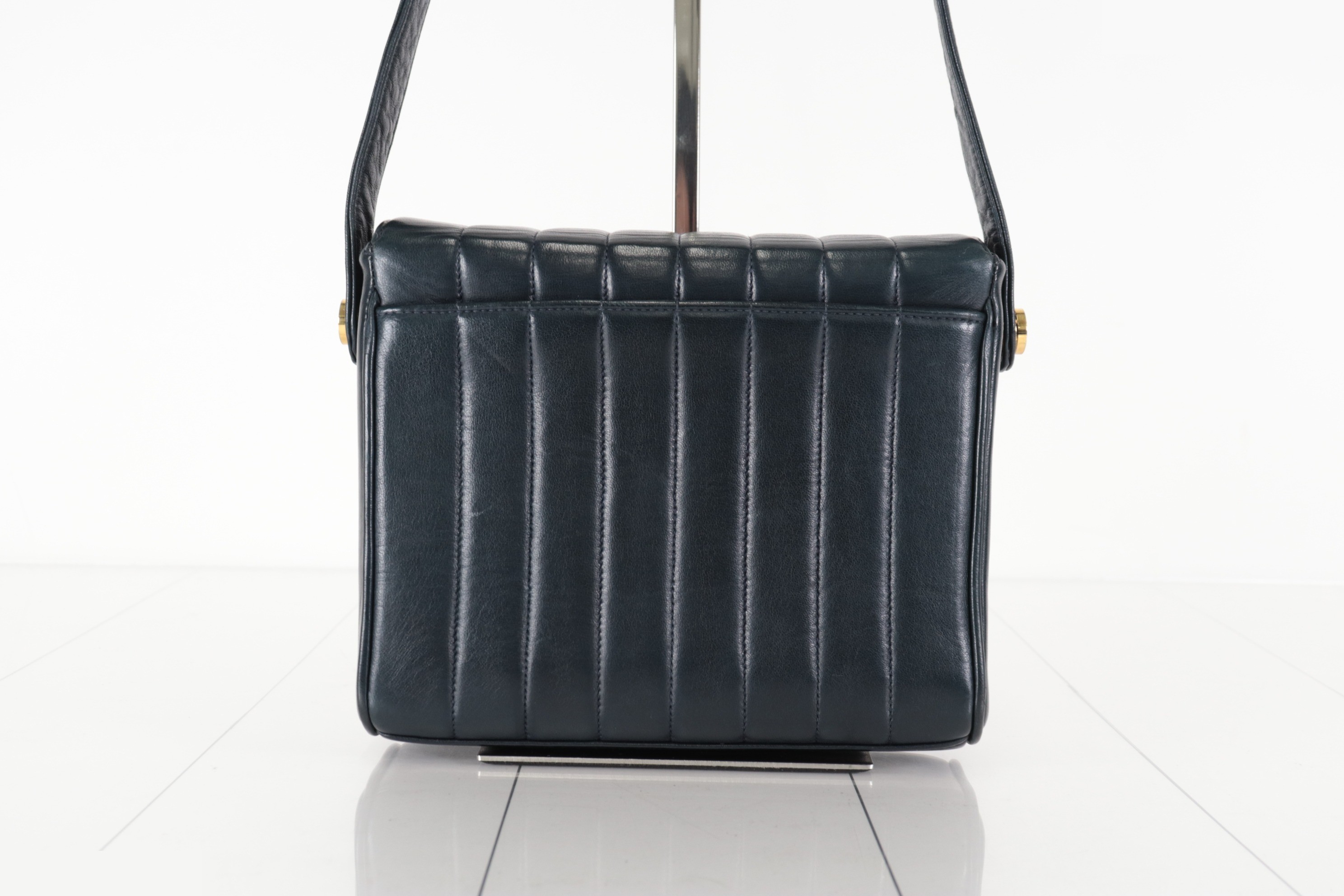 Lambskin shoulder bag with mirror, navy, item number 2. — view 3