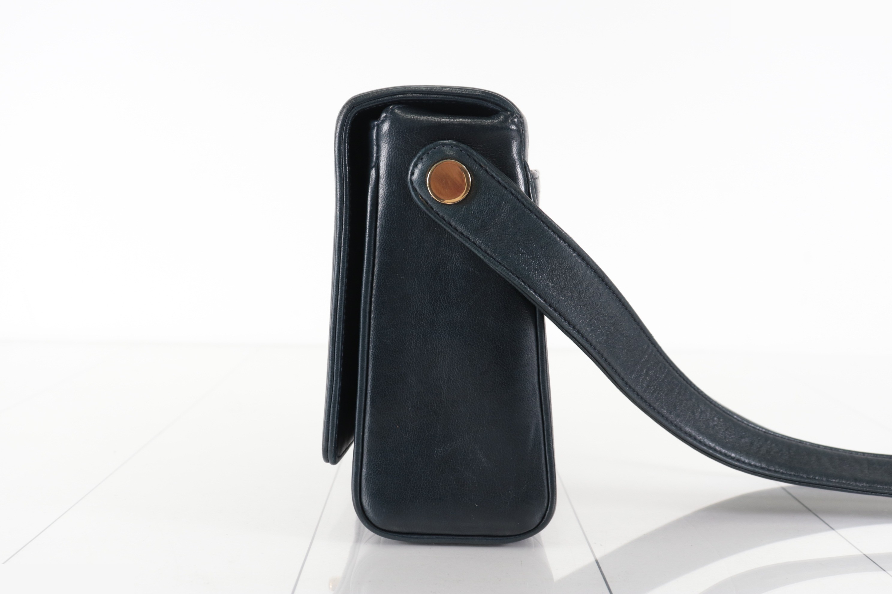Lambskin shoulder bag with mirror, navy, item number 2. — view 5