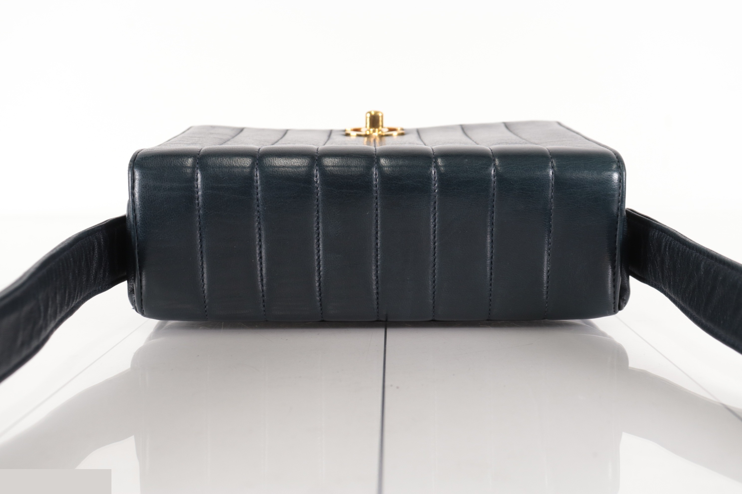 Lambskin shoulder bag with mirror, navy, item number 2. — view 6