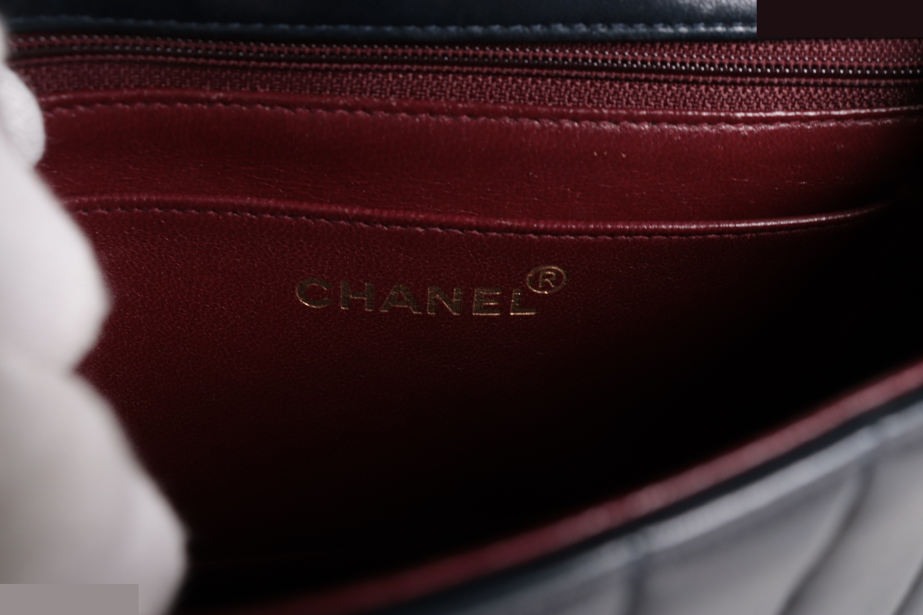 Lambskin shoulder bag with mirror, navy, item number 2. — view 9