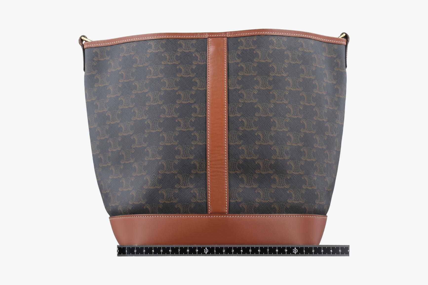 Medium Bucket Bag, PVC Coated Canvas x Leather, Brown — view 2
