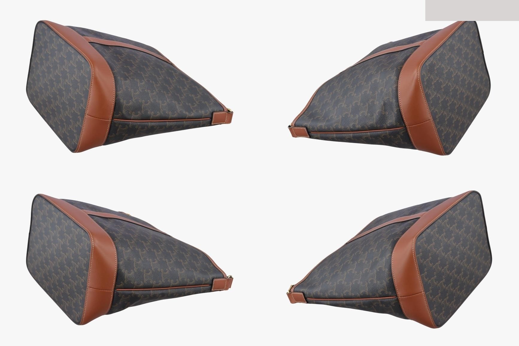 Medium Bucket Bag, PVC Coated Canvas x Leather, Brown — view 4