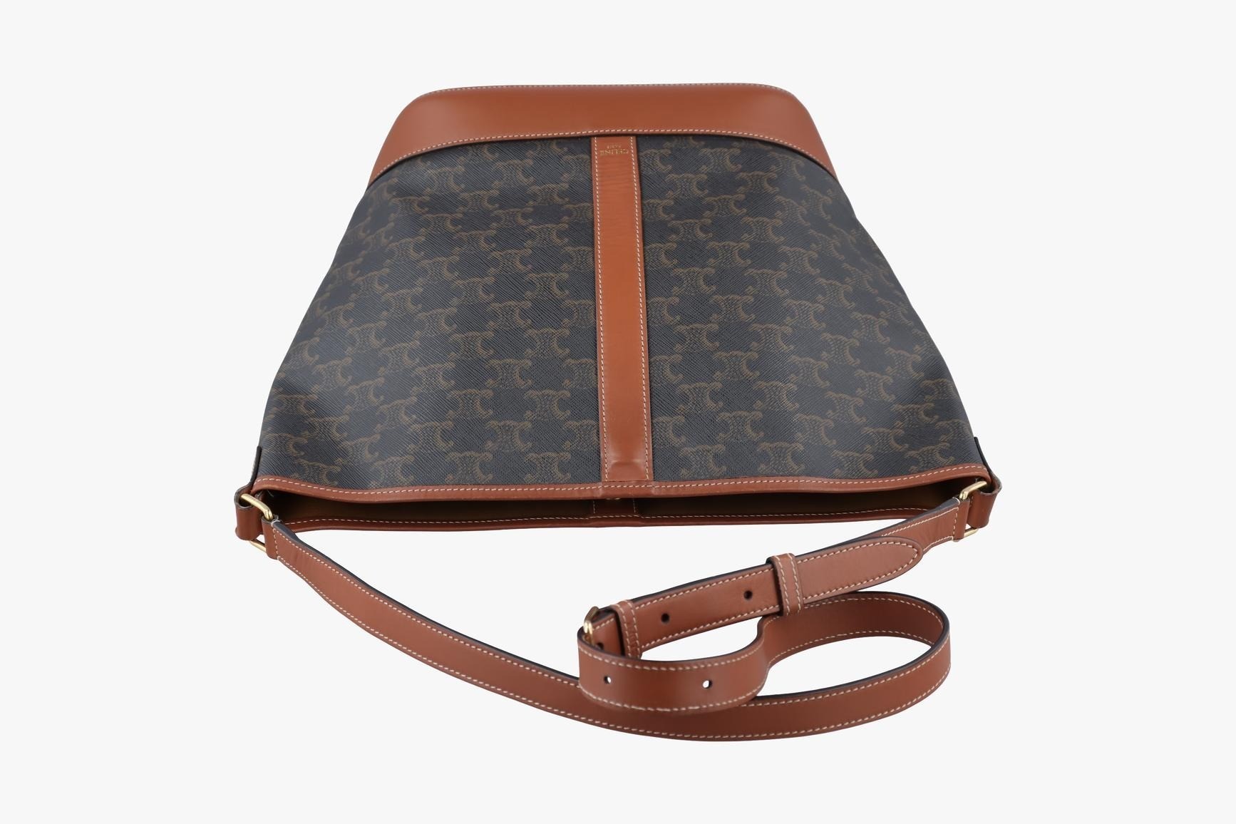 Medium Bucket Bag, PVC Coated Canvas x Leather, Brown — view 5