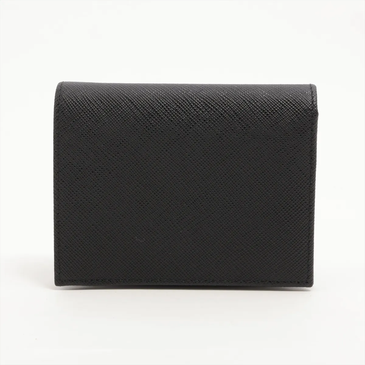 Saffiano Triangle Logo 1MV204 Leather Compact Wallet Black — view 2