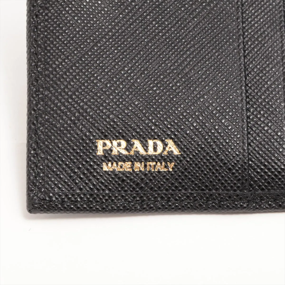Saffiano Triangle Logo 1MV204 Leather Compact Wallet Black — view 7