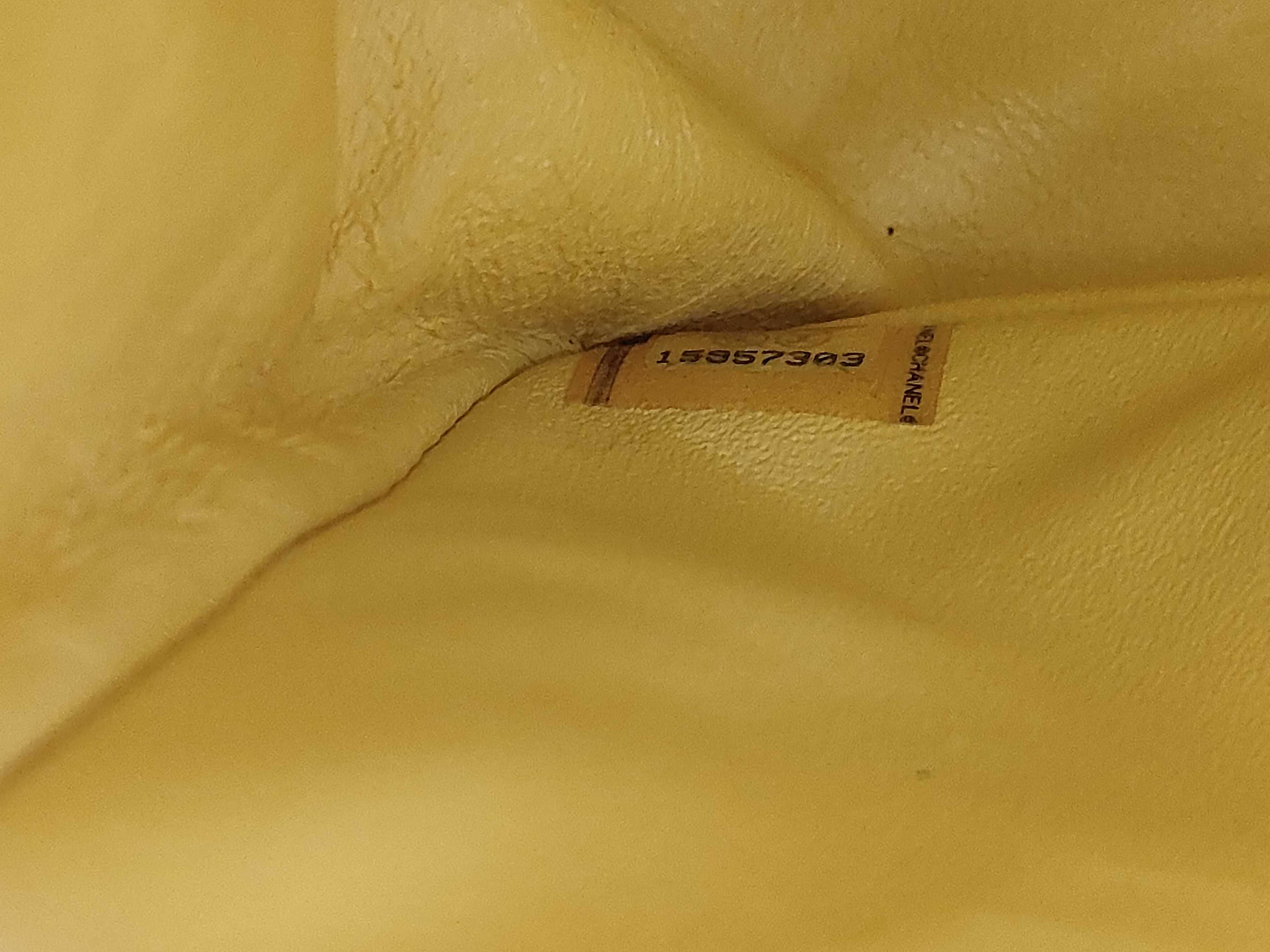 Matelassé Double Flap Shoulder Bag, Yellow, Serial Number 15-series — view 11