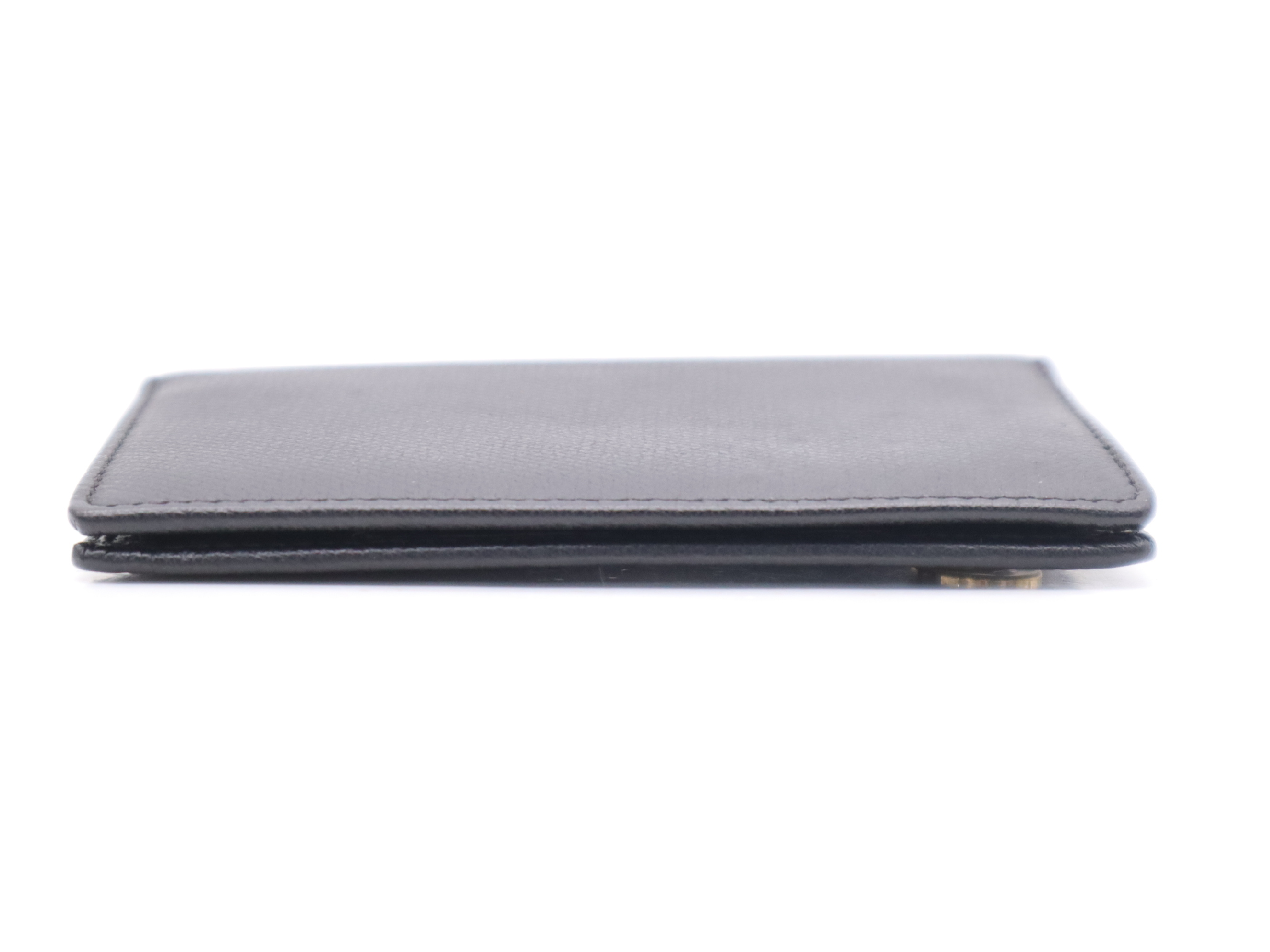 Leather Coco Button Card Case, Black with Gold Hardware, Includes Cards, Seals, and Box. (Card Case/Pass Case/Business Card Holder) — view 3