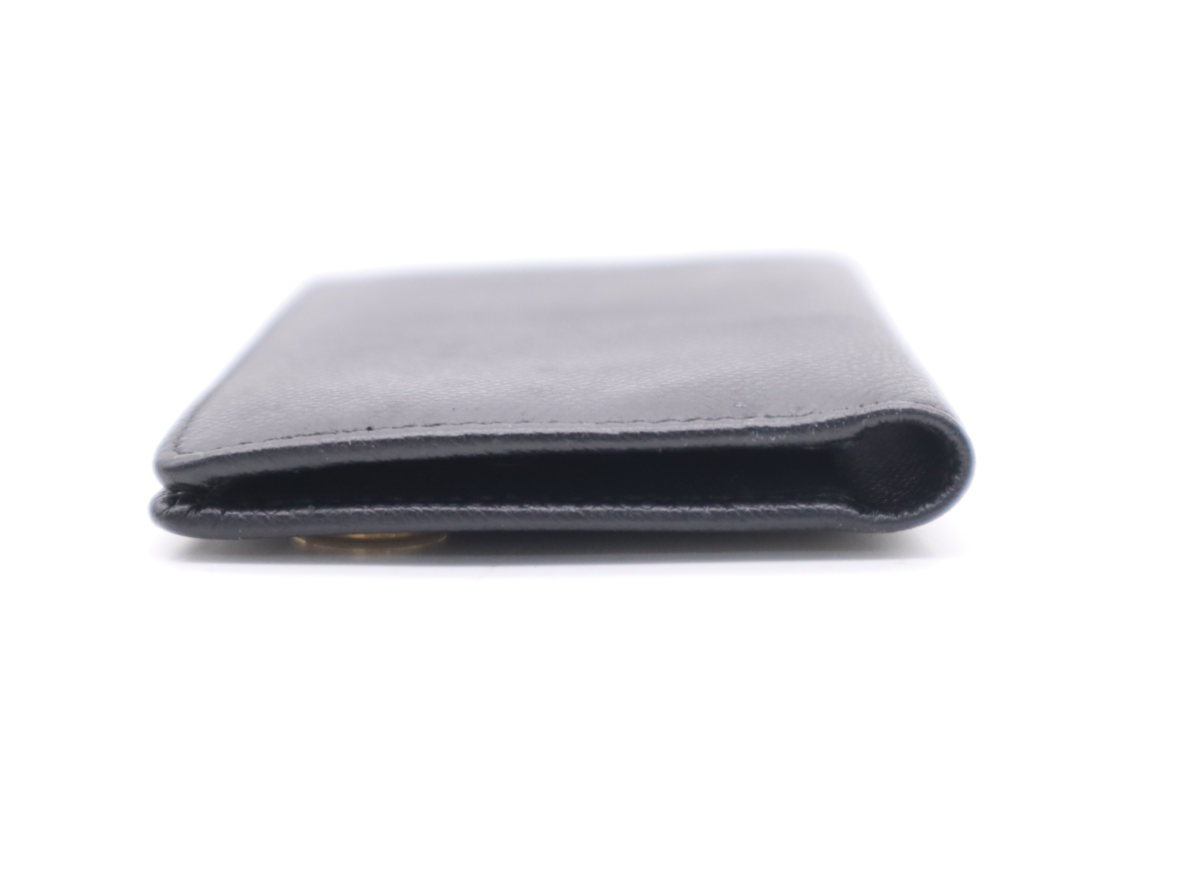 Leather Coco Button Card Case, Black with Gold Hardware, Includes Cards, Seals, and Box. (Card Case/Pass Case/Business Card Holder) — view 4