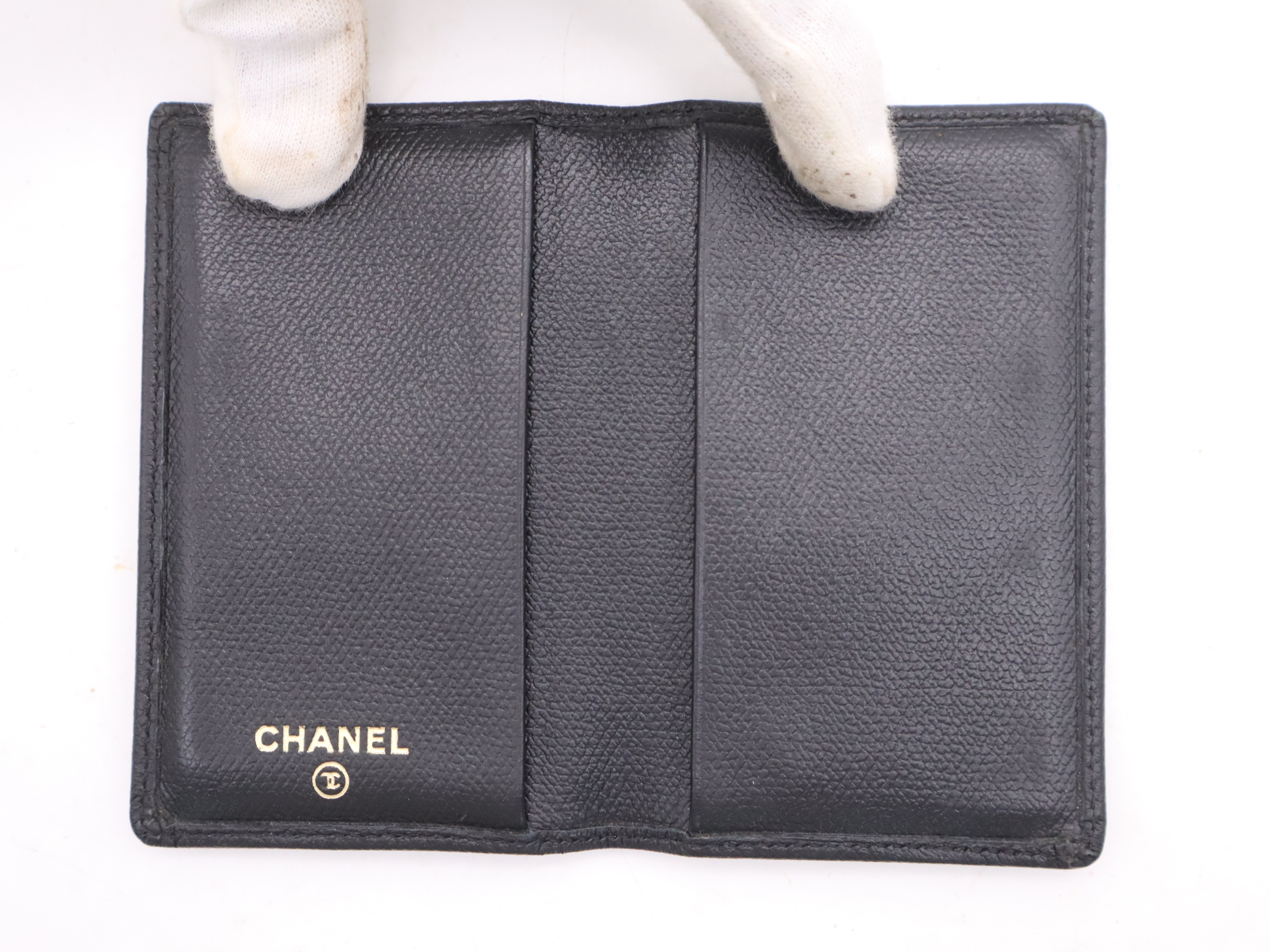 Leather Coco Button Card Case, Black with Gold Hardware, Includes Cards, Seals, and Box. (Card Case/Pass Case/Business Card Holder) — view 8