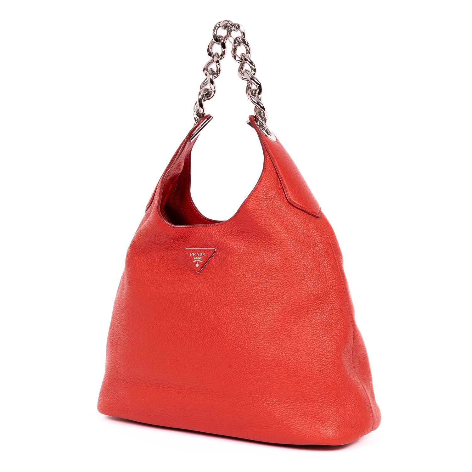 Maillon Chain Hobo  Red Vitello Daino Leather Silver — view 2