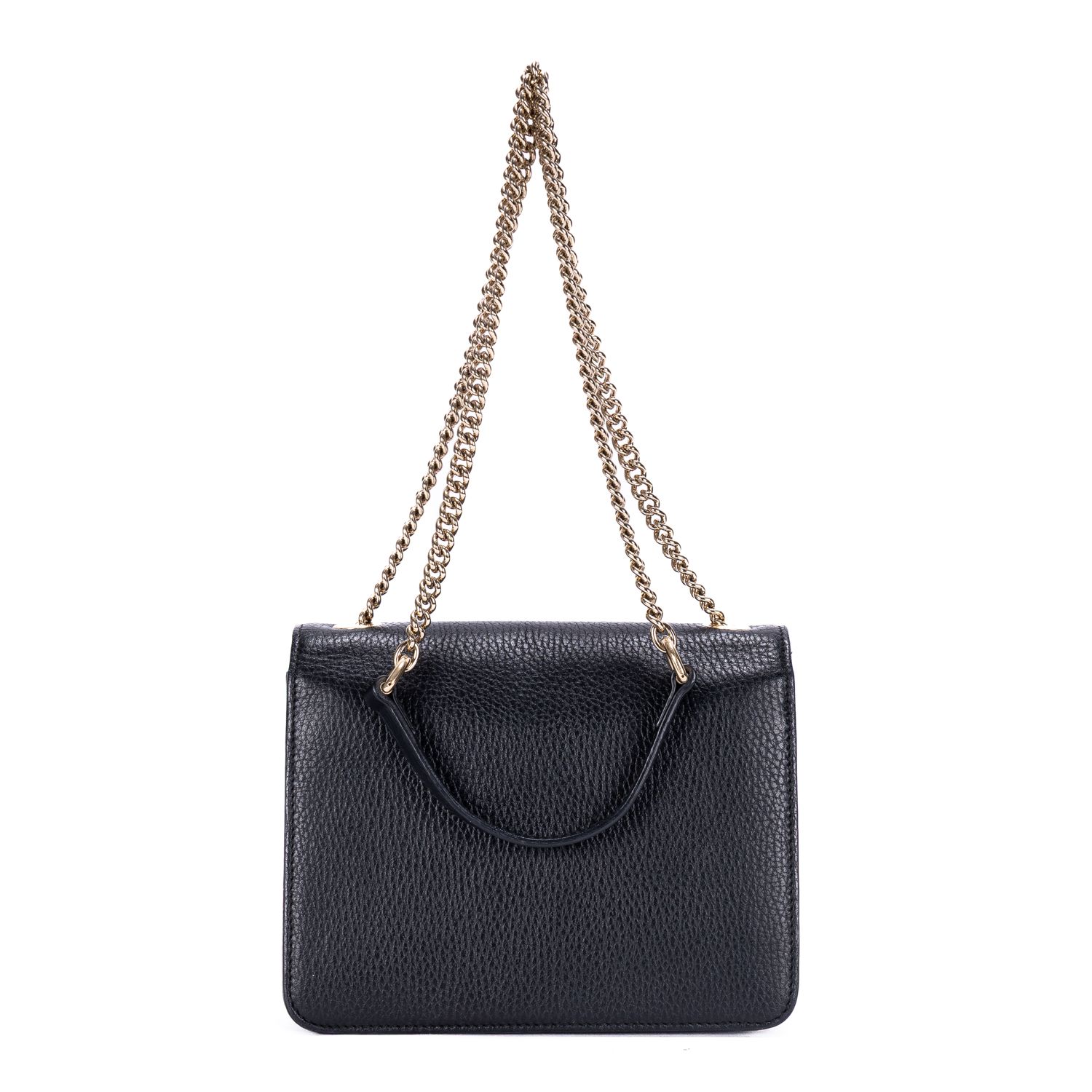 Interlocking G Chain Interlocking G Black Black Grained Leather Gold — view 5