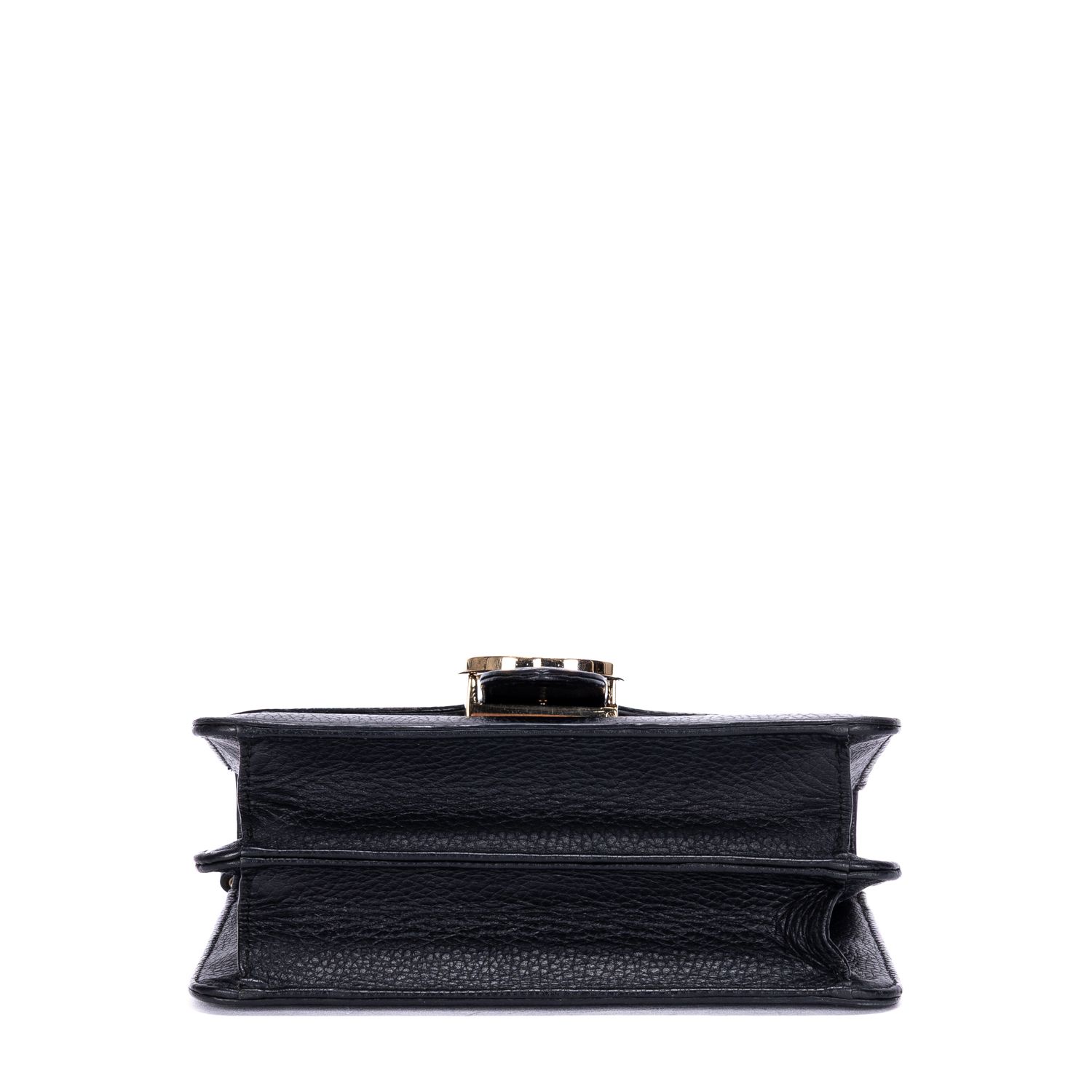 Interlocking G Chain Interlocking G Black Black Grained Leather Gold — view 6