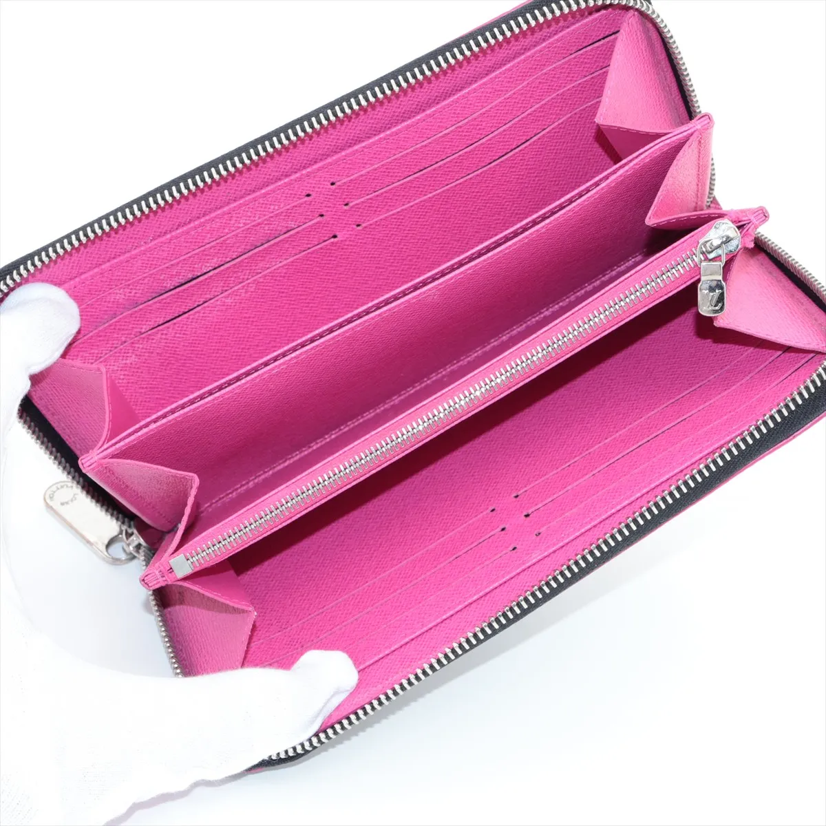 Epi Zippy Wallet M64838 GI0241 Noir x Hot Pink Round Zip Wallet — view 3