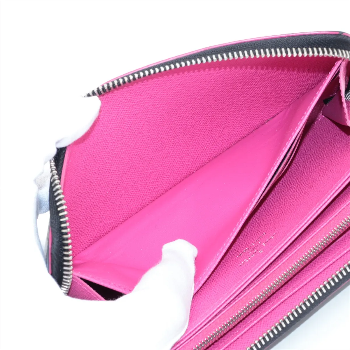 Epi Zippy Wallet M64838 GI0241 Noir x Hot Pink Round Zip Wallet — view 4