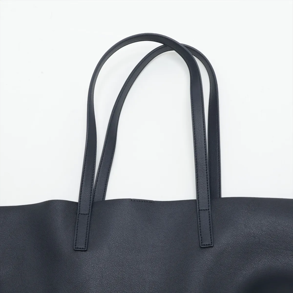 Sac Shopping 394195 Leather Tote Bag, Navy — view 6