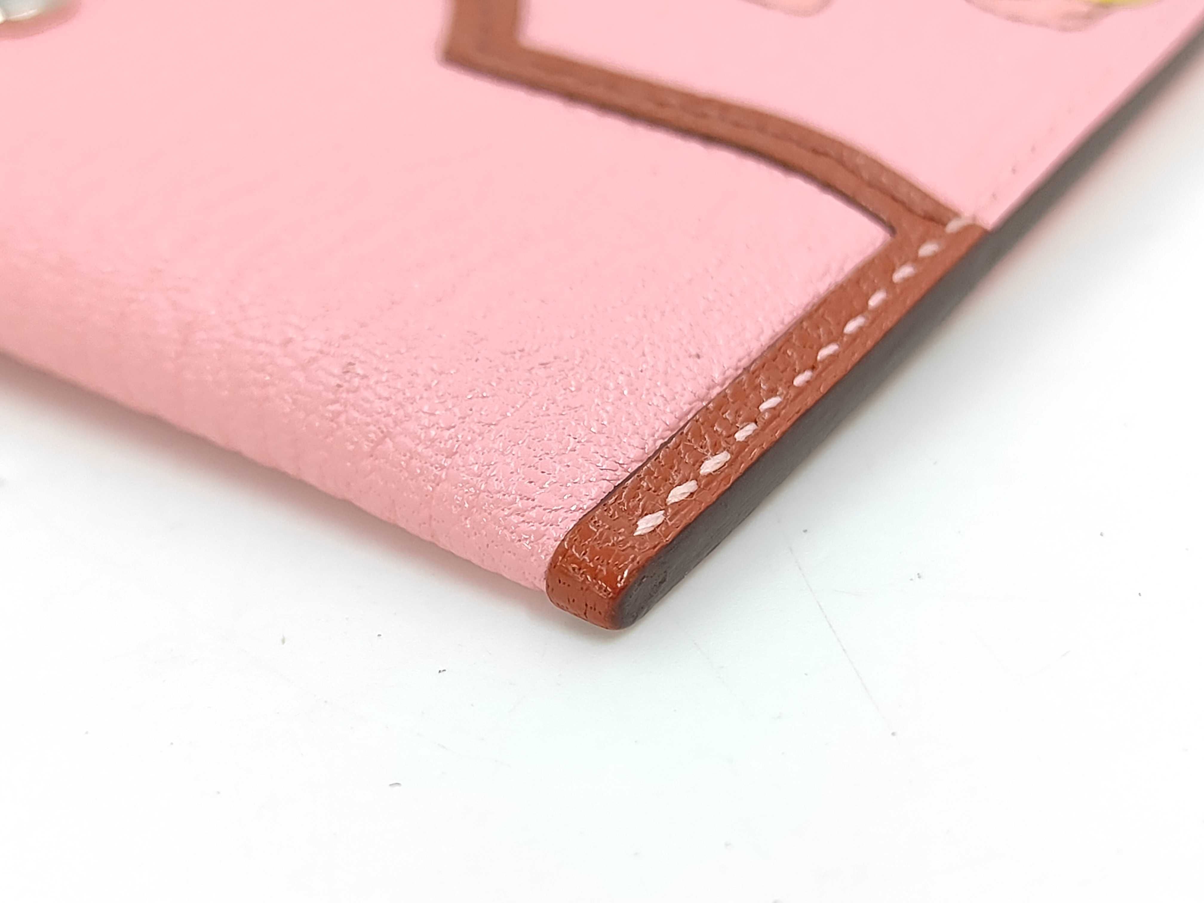 Paddock Chevre Mysore Pink Silver Hardware Y Stamp Coin Case — view 7