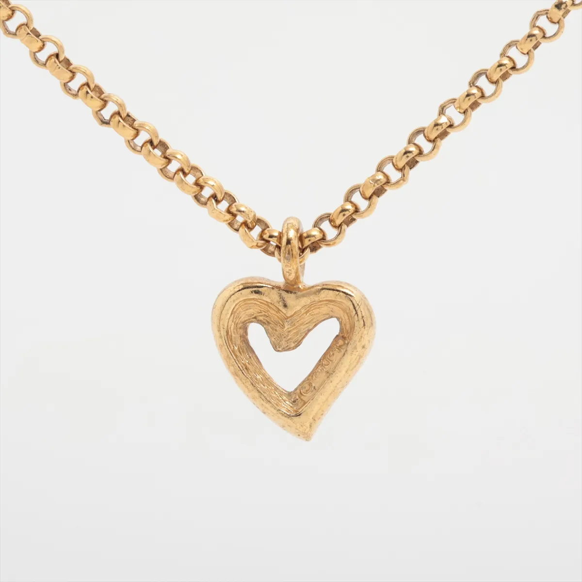 Heart Necklace, GP x Rhinestone, Gold, — view 2