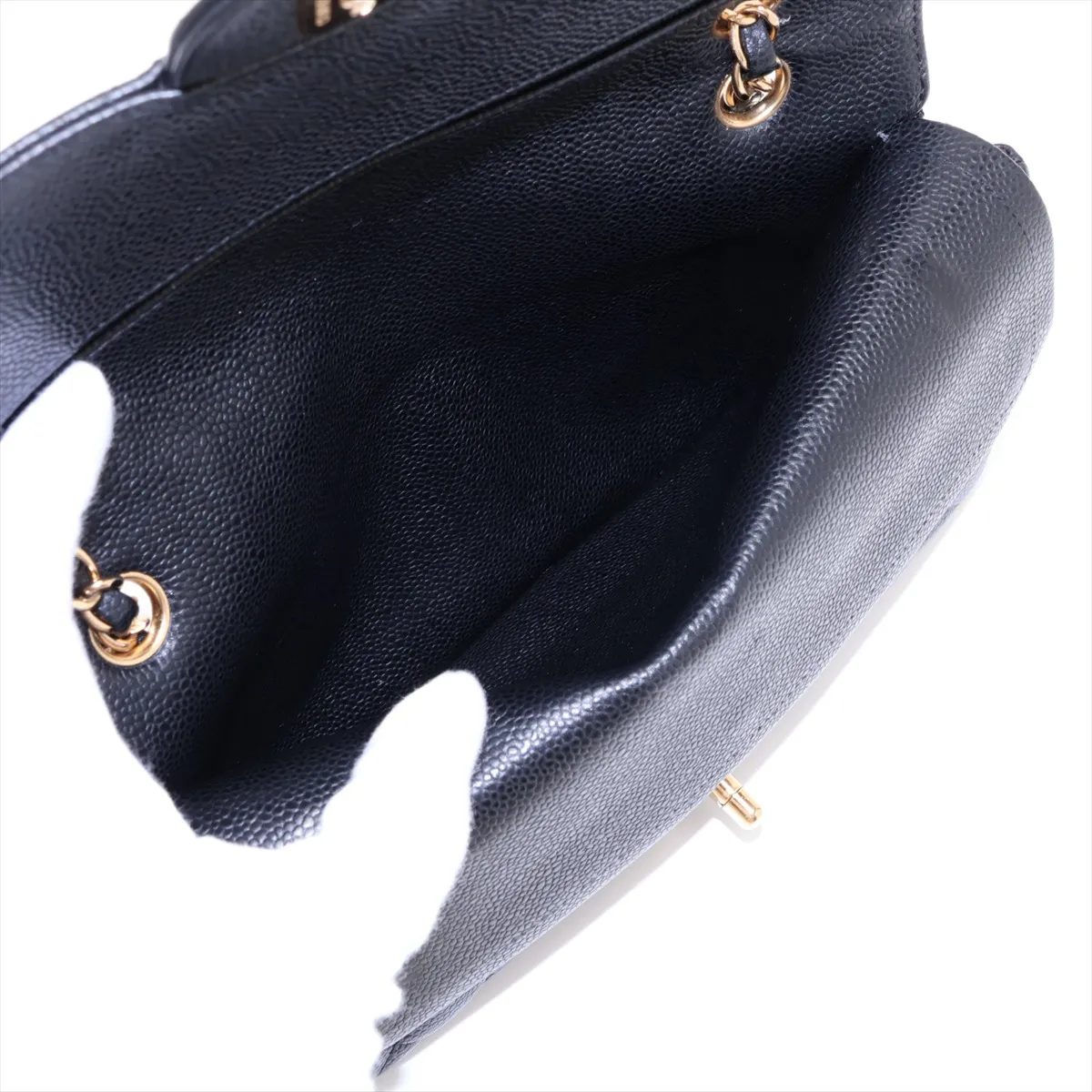 [Individually packaged] Chanel Matelassé 25 Caviar Skin Double Flap Double Chain Bag, Black with Gold Hardware, 14441721, Series 14, A01112 — view 11