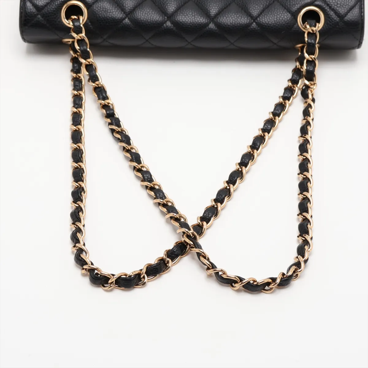 [Individually packaged] Chanel Matelassé 25 Caviar Skin Double Flap Double Chain Bag, Black with Gold Hardware, 14441721, Series 14, A01112 — view 5