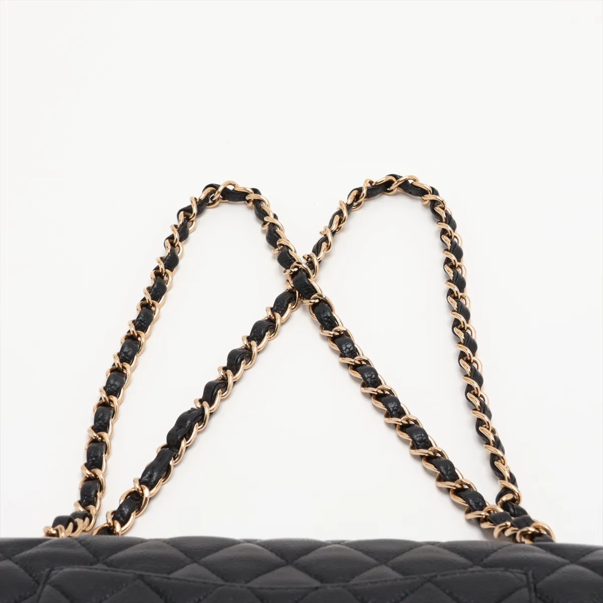 [Individually packaged] Chanel Matelassé 25 Caviar Skin Double Flap Double Chain Bag, Black with Gold Hardware, 14441721, Series 14, A01112 — view 6
