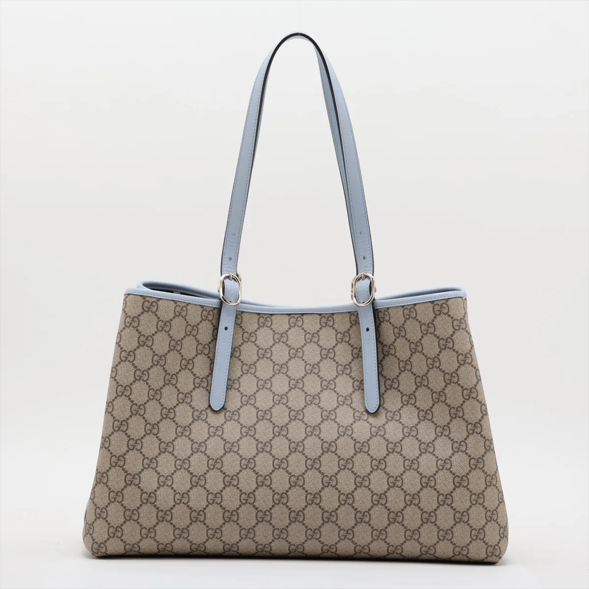 GG Emblem 815213 PVC x Leather Tote Bag Beige x Blue — view 2