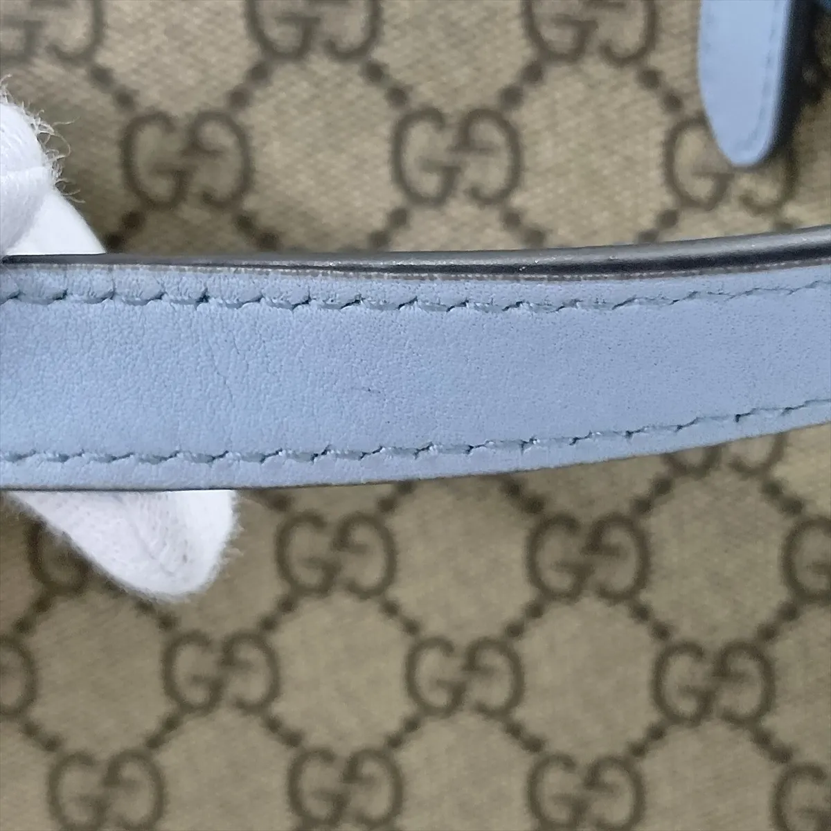 GG Emblem 815213 PVC x Leather Tote Bag Beige x Blue — view 11
