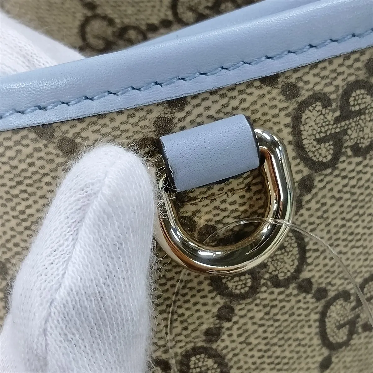 GG Emblem 815213 PVC x Leather Tote Bag Beige x Blue — view 12