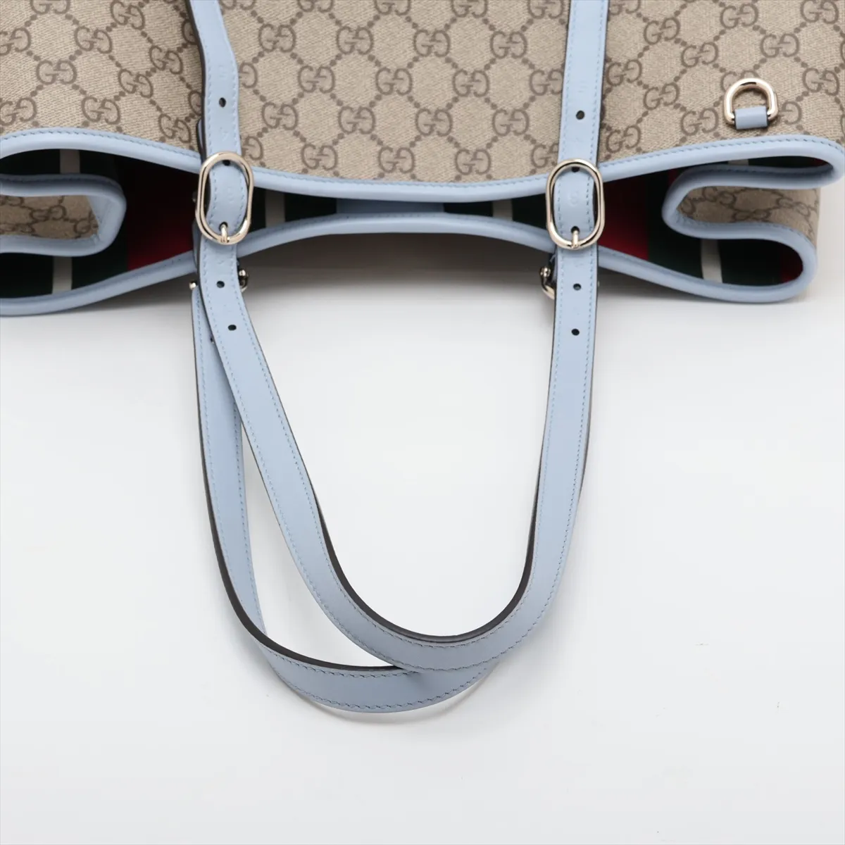 GG Emblem 815213 PVC x Leather Tote Bag Beige x Blue — view 5