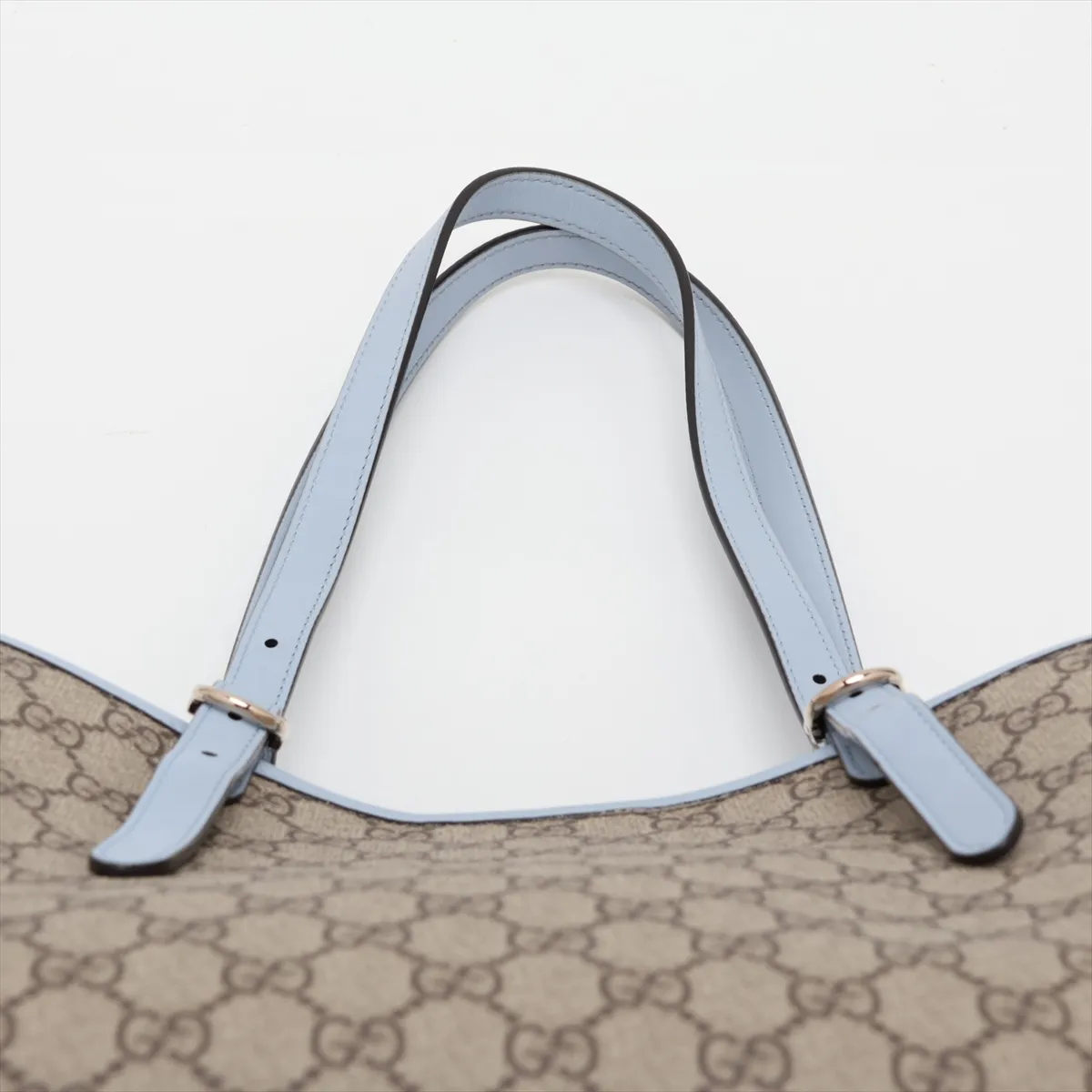 GG Emblem 815213 PVC x Leather Tote Bag Beige x Blue — view 6