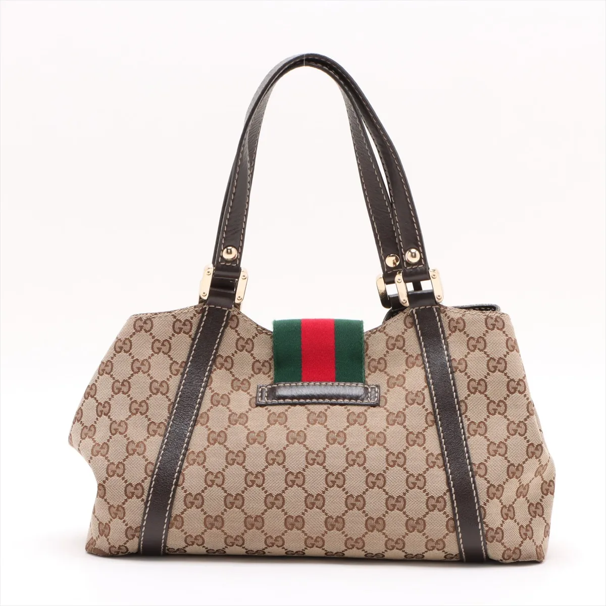 GG Canvas x Leather Handbag Beige 211937 — view 2