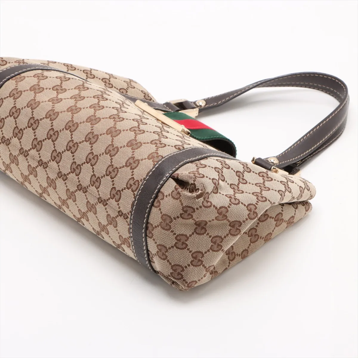 GG Canvas x Leather Handbag Beige 211937 — view 3