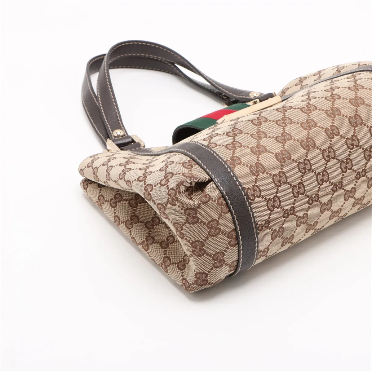 GG Canvas x Leather Handbag Beige 211937 — view 4