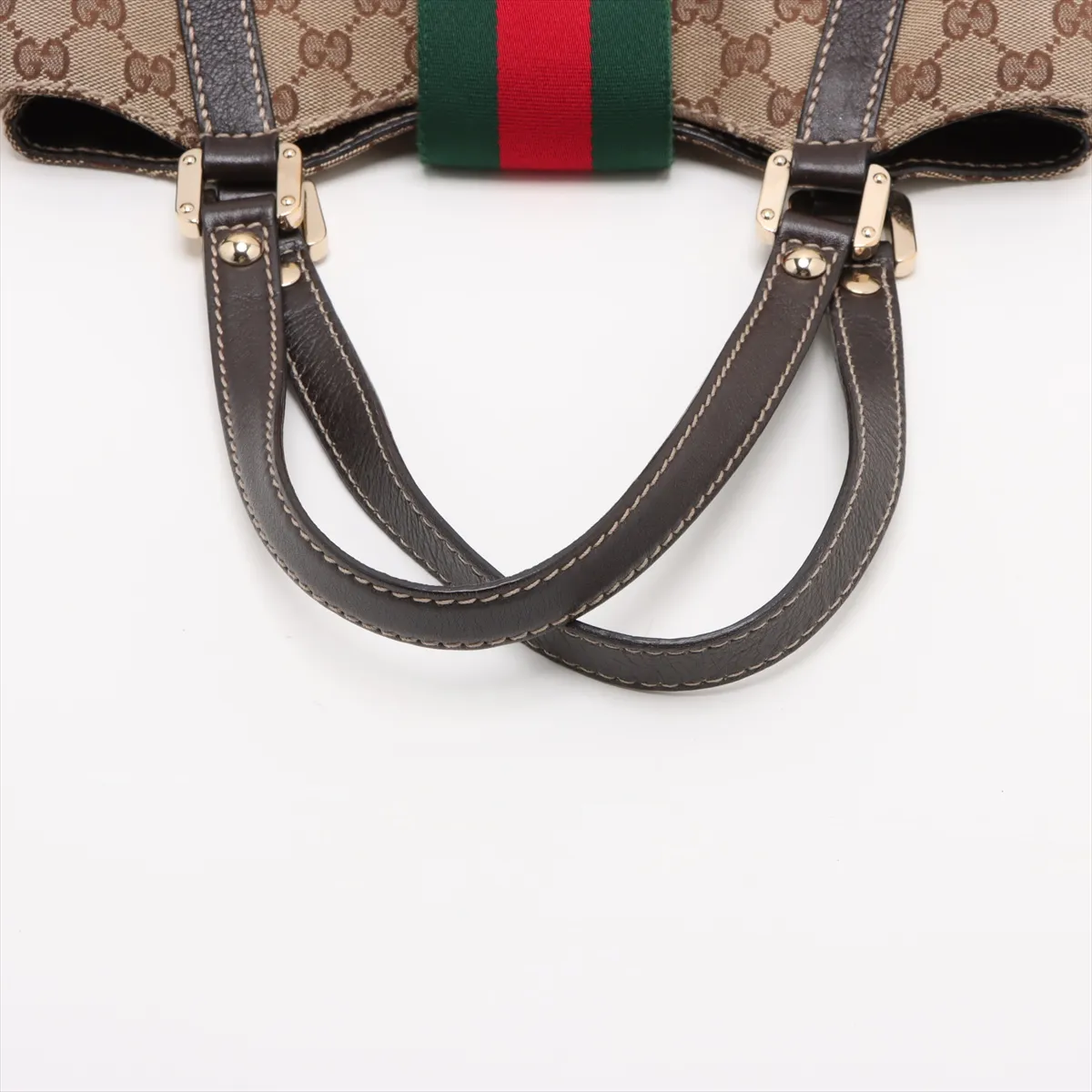 GG Canvas x Leather Handbag Beige 211937 — view 5