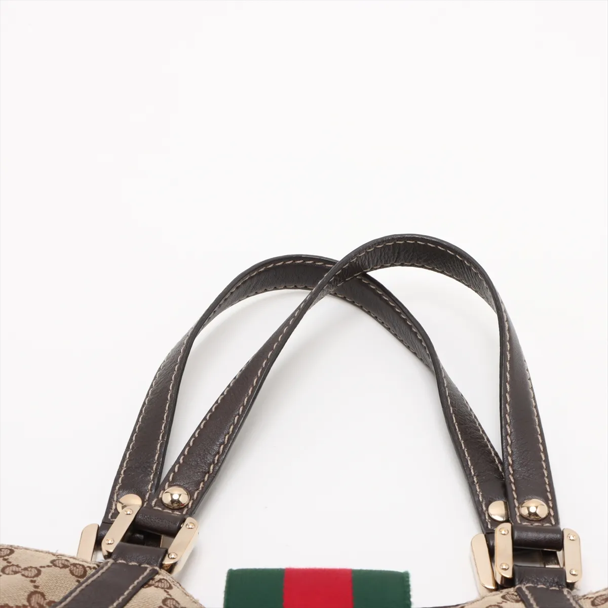 GG Canvas x Leather Handbag Beige 211937 — view 6