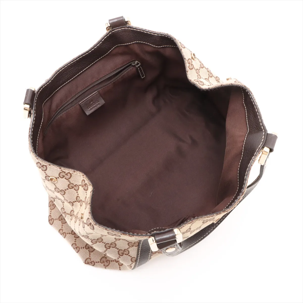 GG Canvas x Leather Handbag Beige 211937 — view 7