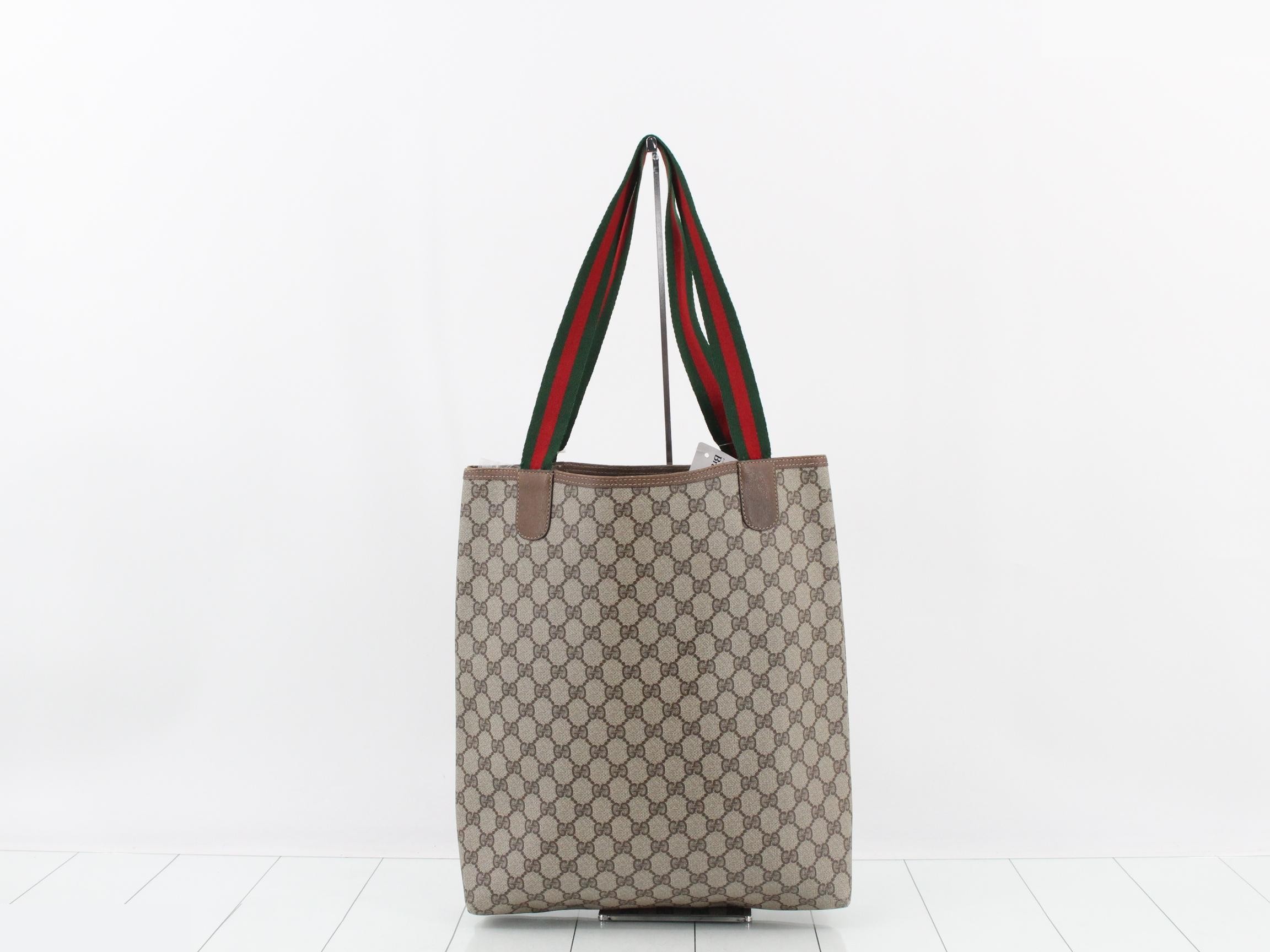 GG Plus Tote Bag, PVC/Leather, Brown — view 2