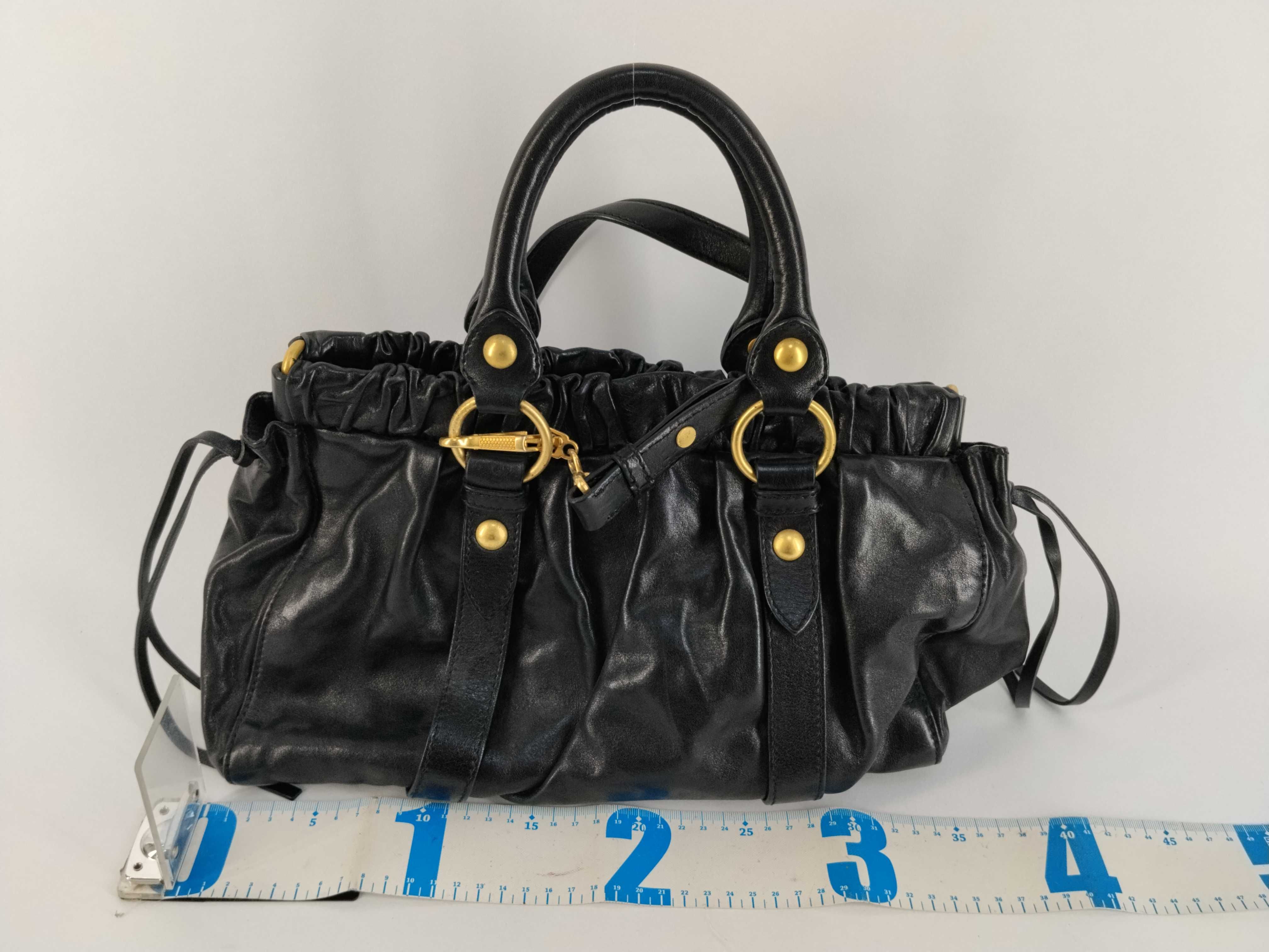 2-way bag with long strap, leather, black handbag — view 2